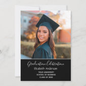 Invitation Photo du diplôme Black White College Graduation (Devant)
