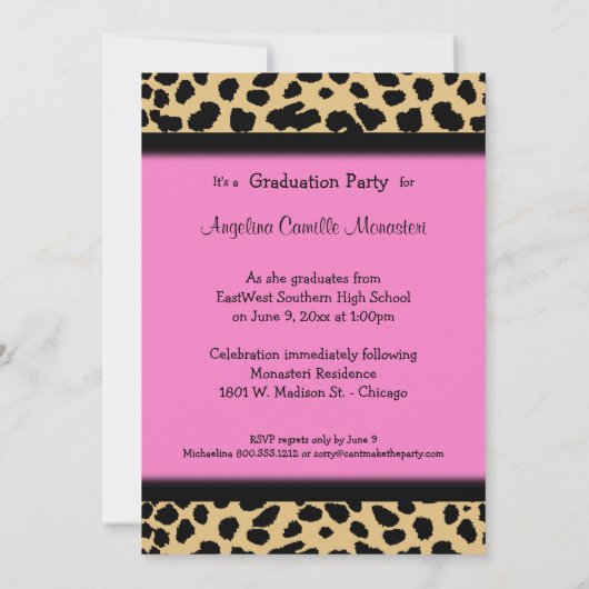 Invitation Photo Du Empreinte de léopard Et Du Par (Dos)