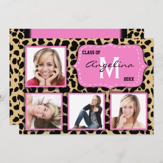 Invitation Photo Du Empreinte de léopard Et Du Par (Devant / Derrière)