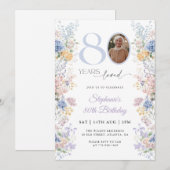 Invitation Photo du Fleur sauvage du printemps 80e anniversai (Devant / Derrière)