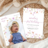 Invitation photo du fleur sauvage pour le premier 