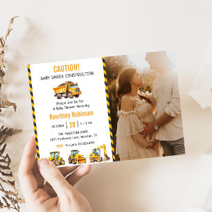 Invitation Photo du garçon en construction du Baby shower