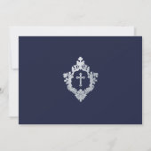 Invitation Photo du garçon Première communion Marine Blue Fau (Dos)