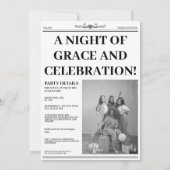 Invitation Photo du journal du 26e anniversaire en noir et bl (Dos)