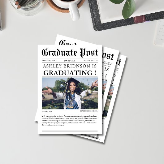 Invitation Photo du Lycée du journal Unique Graduation