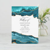 Invitation Photo du Mariage d'âge turquoise et or (Debout devant)