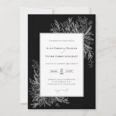 Invitation Photo du Mariage de verdure noir et blanc (Devant)