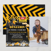 Invitation Photo du parti Anniversaire de enfant de la Backho (Devant / Derrière)