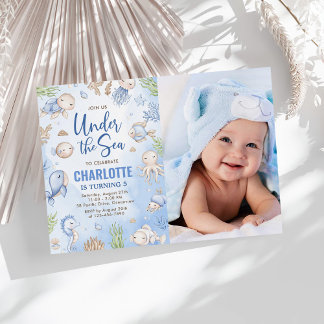 Invitation Photo du parti Anniversaire de enfant de la mer