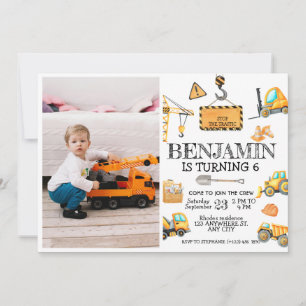 Invitation Photo du Parti Anniversaire de enfant du camion de