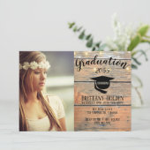 Invitation Photo du parti de graduation rustique (Debout devant)
