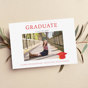 Invitation Photo du Parti de la graduation rouge moderne