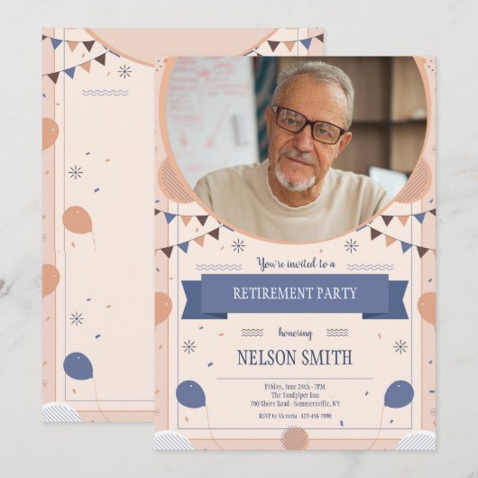 Invitation Photo du parti de retraite (Devant / Derrière)