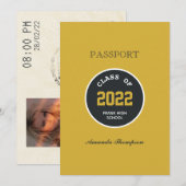 Invitation photo du passeport pour la graduation e (Devant / Derrière)