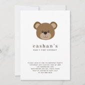 Invitation Photo du premier anniversaire de l'ours mignon (Devant)