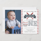 Invitation Photo du premier anniversaire du baseball (Devant)