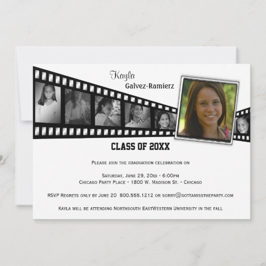Invitation photo du Retro Film Strip Graduation Pa (Devant)