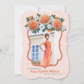 Invitation Photo du service Memorial Apricot Roses White Dais (Devant)