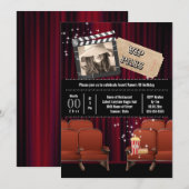 Invitation Photo du thème du film à l'intérieur de la fête du (Devant / Derrière)