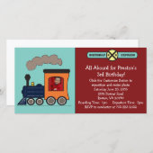 Invitation photo du train d'anniversaire - Rouge/B (Devant / Derrière)