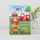 Invitation Photo du visage de la fête des pompiers (Debout devant)