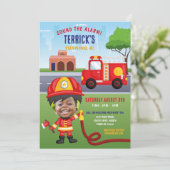 Invitation Photo du visage de la fête des pompiers (Debout devant)