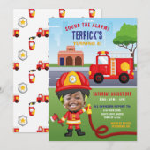 Invitation Photo du visage de la fête des pompiers (Devant / Derrière)