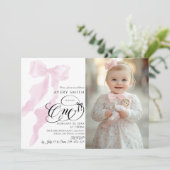 Invitation Photo d'un 1er anniversaire de fille de garçon ros (Debout devant)