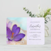 Invitation Photo d'un Anniversaire de Crocus au printemps vio (Debout devant)