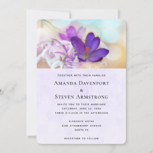 Invitation Photo d'un joli Crocus de printemps violet