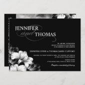 Invitation photo d'un Mariage noir blanc et modern (Devant / Derrière)