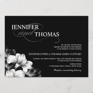 Invitation photo d'un Mariage noir blanc et modern
