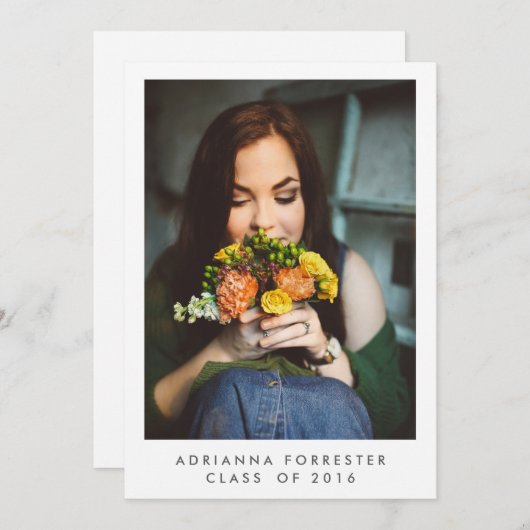 Invitation Photo d'une fête de graduation simple (Devant / Derrière)