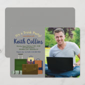 Invitation photo d'une fête de voyage (masculine) (Devant / Derrière)