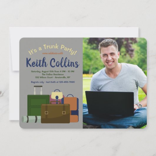 Invitation photo d'une fête de voyage (masculine) (Devant)