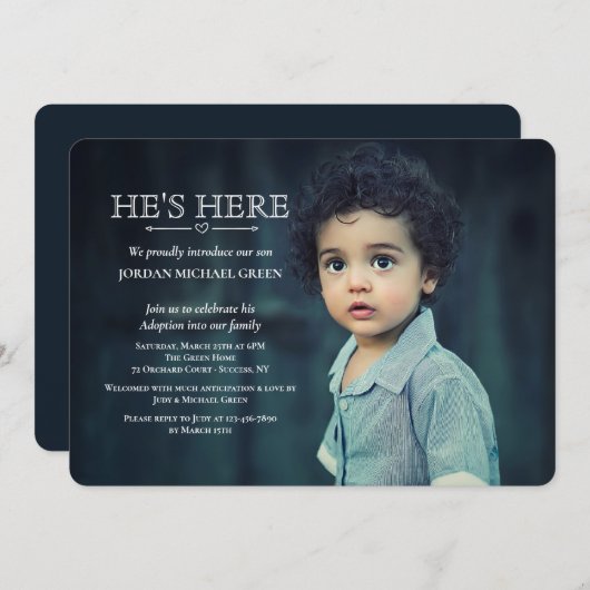 Invitation photo d'une partie à l'adoption (Devant / Derrière)