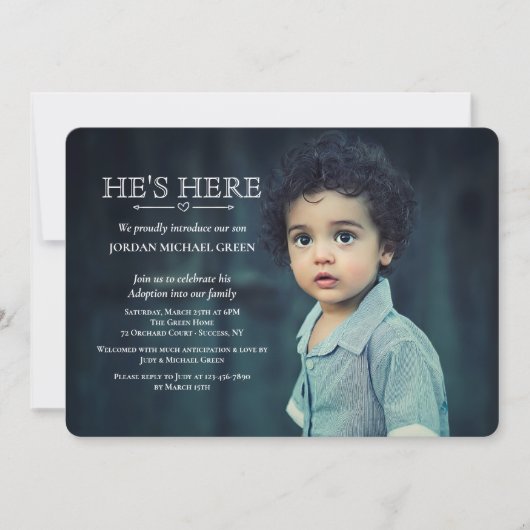 Invitation photo d'une partie à l'adoption (Devant)