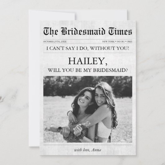 Invitation Photo d'une proposition de servante unique du jour (Devant)