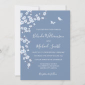 Invitation Photo Dusty Blue Cherry Blossom | MARIAGE (Devant)