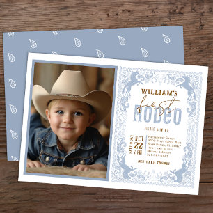 Invitation photo Dusty Blue First Rodeo - Western