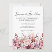 Invitation Photo Dusty Rose rose QR Code Mariage (Devant)