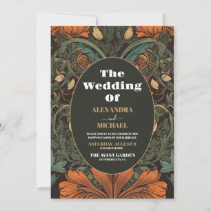 Invitation Photo Élégant Art Nouveau Fleurs Mariage