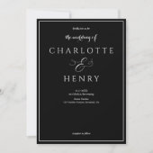 Invitation Photo Elegant Black QR Code et Mariage RSVP (Devant)