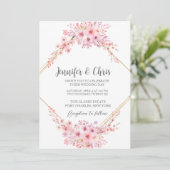 Invitation Photo Elegant Cherry Blossom QR Code Mariage (Debout devant)