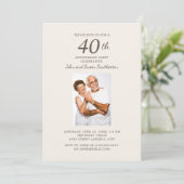 Invitation Photo élégant d'anniversaire de mariage de 40 ans (Debout devant)