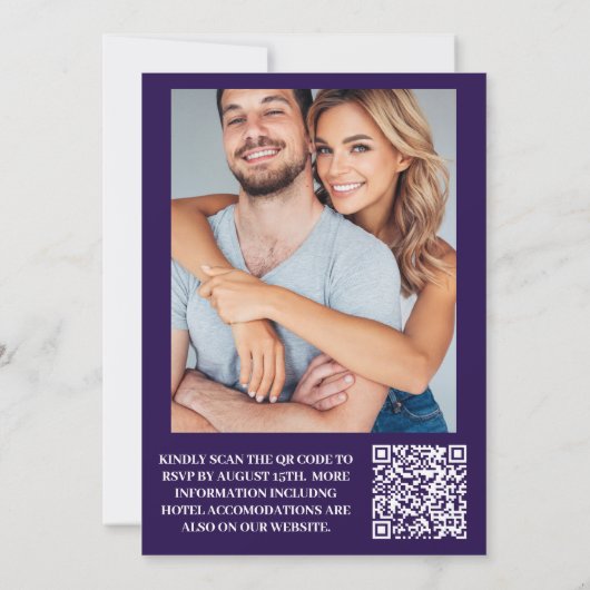 Invitation Photo Elegant Fleur sauvage d'aquarelle Mariage (Dos)