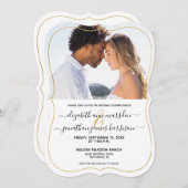 Invitation Photo Elegant Gold Black Script Mariage officiel (Devant / Derrière)