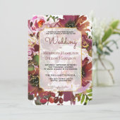 Invitation Photo Elegant Mariage Boho Rose Or Bourgogne (Debout devant)
