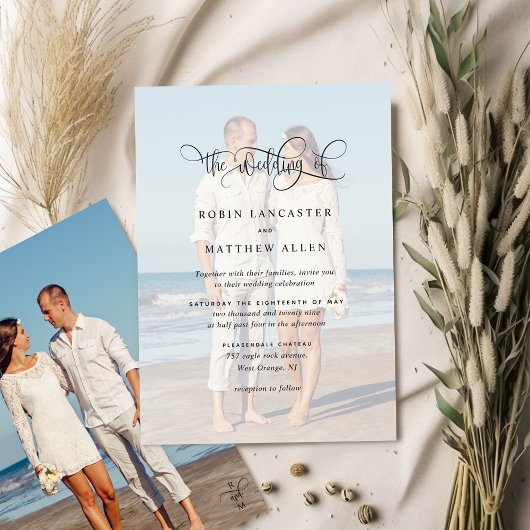 Invitation  Photo, Elegant, Modern Calligraphy Wedding
