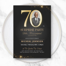 Photo Élégant Noir Or Surprise 70e Anniversaire